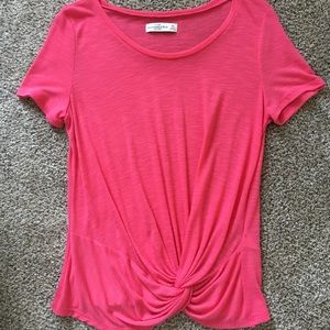 Abercrombie & Fitch Pink Short Sleeve Knot Top XS